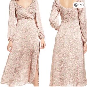 Nordstrom All In Favor Pink Floral Midi Dress Women’s Medium